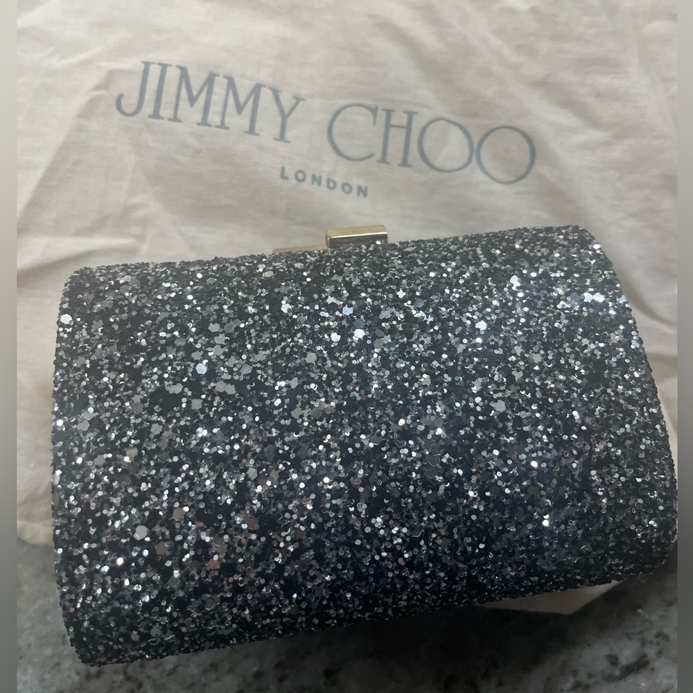 Jimmy Choo Glitter Mini Tube Clutch - Picture 4 of 8